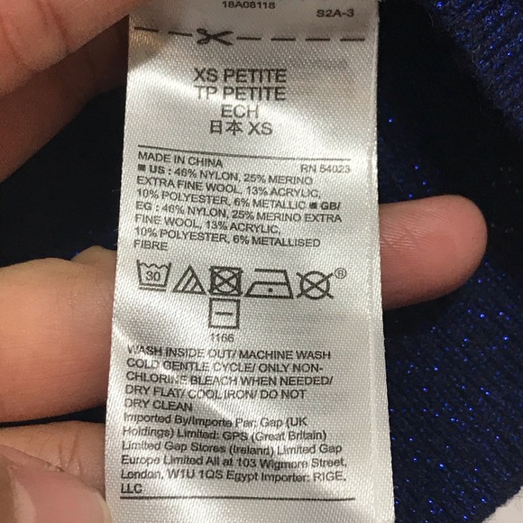 Gap merino wool blend rib metallic navy long sleeve sweater too size XS … - Picture 5 of 8